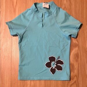 Raisins Short-Sleeve Rashguard with Hibiscus Graphic, size kids S